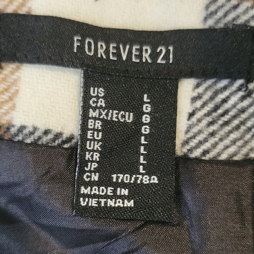 Forever 21 Buffalo Check Mini Skirt Cream Brown Black Size L - Picture 8 of 12